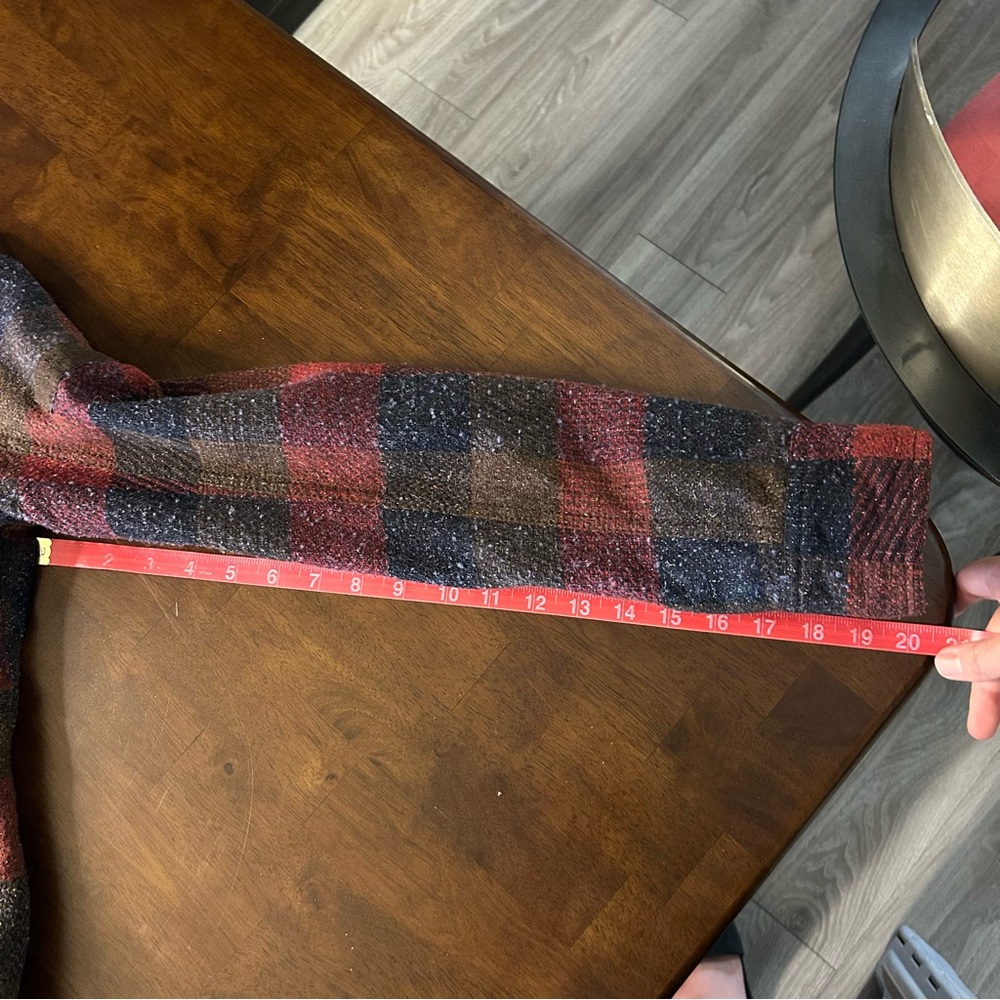 Abercrombie & Fitch Wool Blend Trucker Buffalo Plaid Red Black Jacket Size Small - Picture 12 of 14